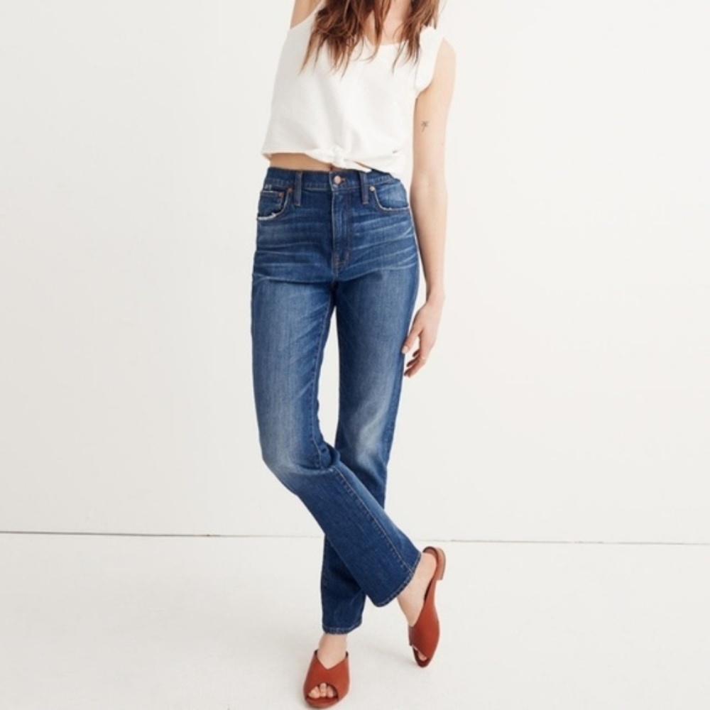 Madewell High Rise Slim Boyjean Distressed Jeans